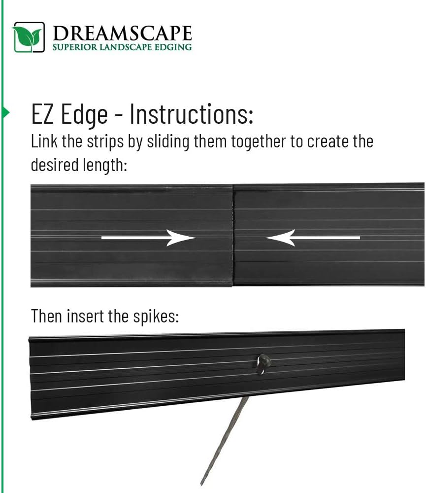 Dreamscape E-Z Edge Aluminum Landscape Edging - 4 Strips, 6ft Each (24ft Total), Mill Finish (Natural Aluminum) - Professional Quality Landscaping Border, Metal Divider for Lawn, Garden, Flowerbed