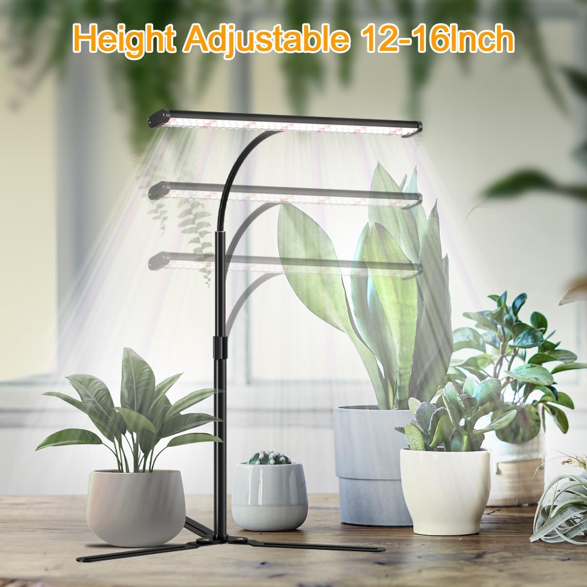 Super-Bright Grow Light for Indoor Plants, 6000K 108LEDs Full Spectrum Plant Lamp with Timer 4/8/12Hrs & Height Extendable for Home Office Desktop Plants, 12V 3A High Power Output for Faster Growth