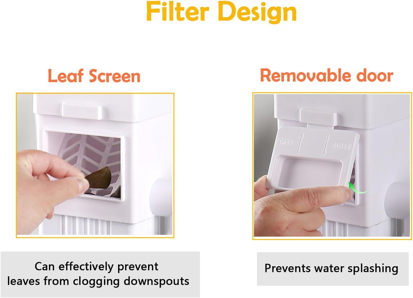 Rain Barrel Diverter Kit, Downspout Diverter Fits for 2"x 3" or 3"x 4" Standard Downspout, Rainwater Collection System with Adjustable Valve and Filter,5ft Hose(White)