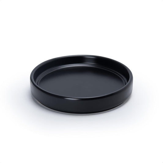 D'vine Dev Modern Round 5.4 Inch Ceramic Plant Pot Saucer, Planter Pot Drainage Tray for Indoor Plants, Matte Black, 97-T-B-2