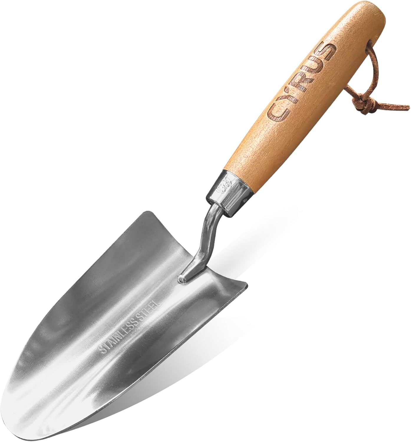 CYRUS 12.6”Garden Trowel,Heavy Duty Large Size Stainless Steel Garden Shovel with Ash Wood Handle,Suitable for Planting,Measuring,Weeding Multi-Functional Garden Spade