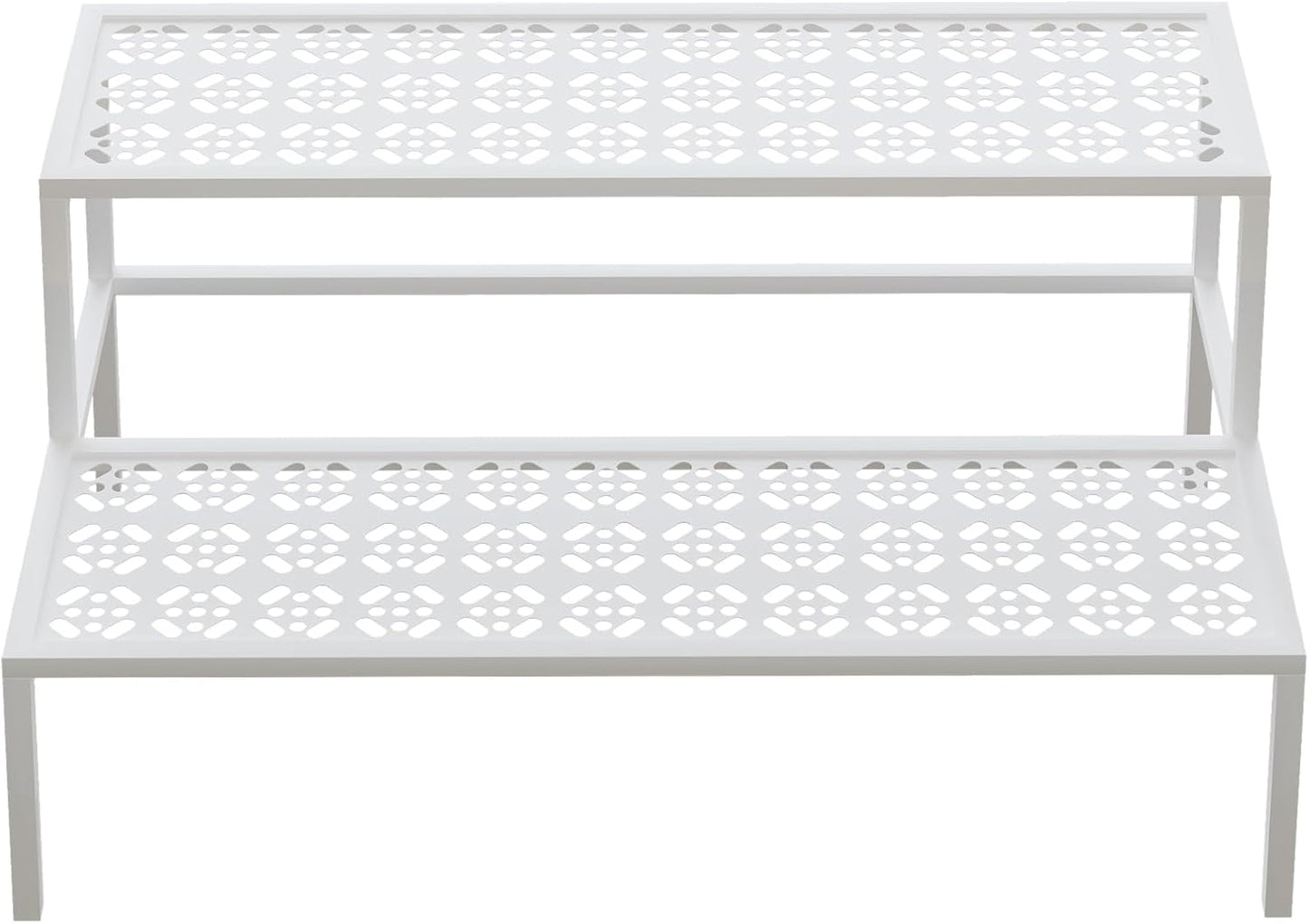 aboxoo Metal Plant Stand Metal 2 Tier Potted Multiple Flower Pot Holder Plant Shelf Indoor Plants Multiple,Outdoor Heavy Duty Planter Display Shelving Unit for Patio Garden Corner Balcony,Living Room(White)