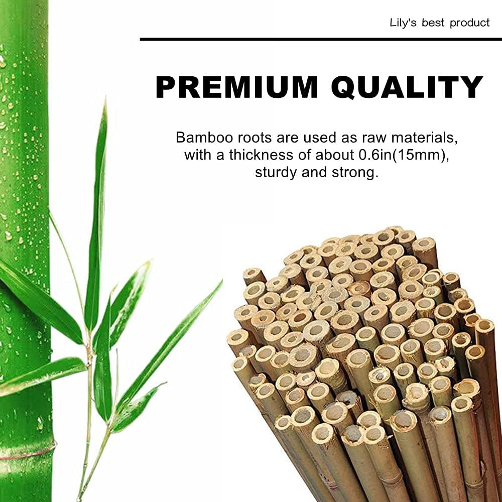 50 Pack 4ft Bamboo Plant Stakes for Wood Garden Sticks，Wooden Plant Supports，Bamboos，Bamboo Trellis，Crafts, More Size Choices 8"/12"/16"//2'/3'/4'/5'/6'
