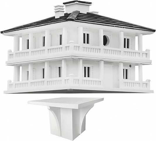 Clubhouse Bird House with Decorative Post Mounting Bracket