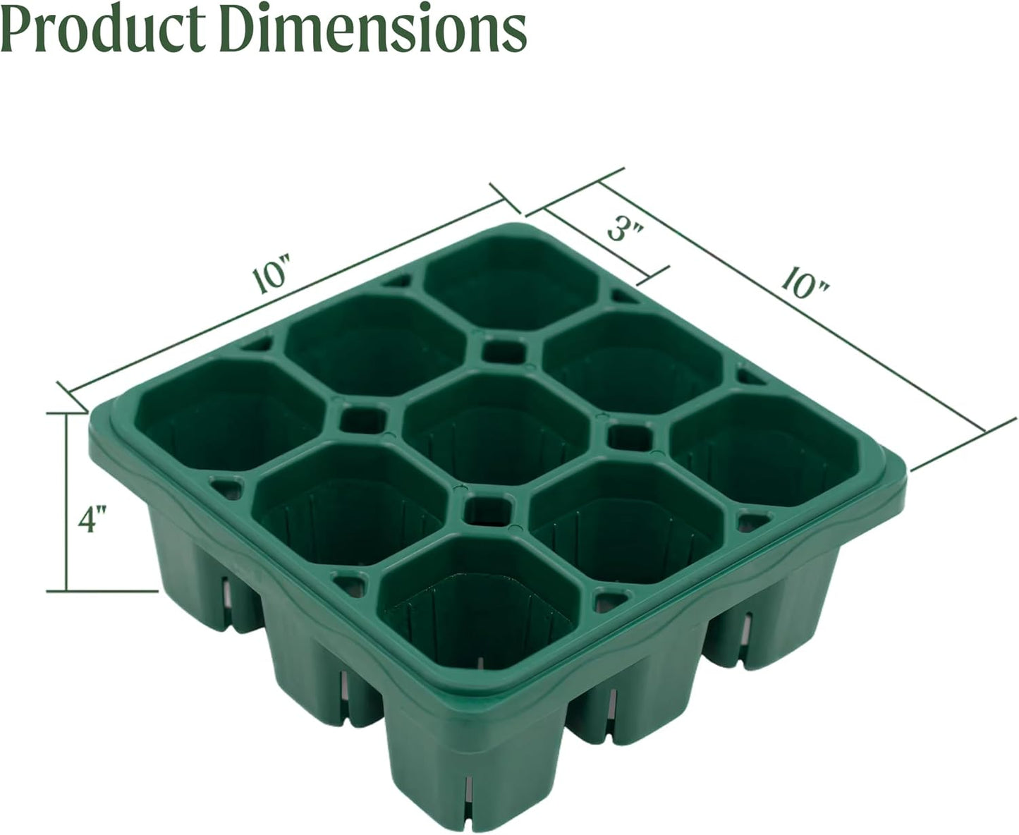 Vego garden Giga Seedling Trays - 16 Pack, 9-Cell UV-Resistant Reusable Starter Trays for Greenhouse/Garden (No Lids)