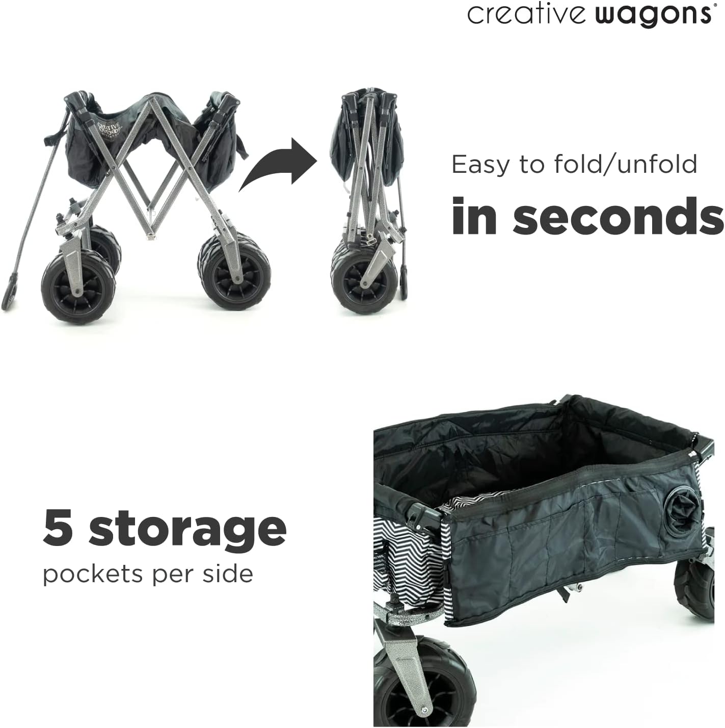 Creative Outdoor Push Pull Stroller Wagon, Beach Hauler XXL with Canopy, Collapsible and Portable Heavy Duty Folding Cart, Supports up to 200lbs Weight Capacity, Giant 10" Wheels