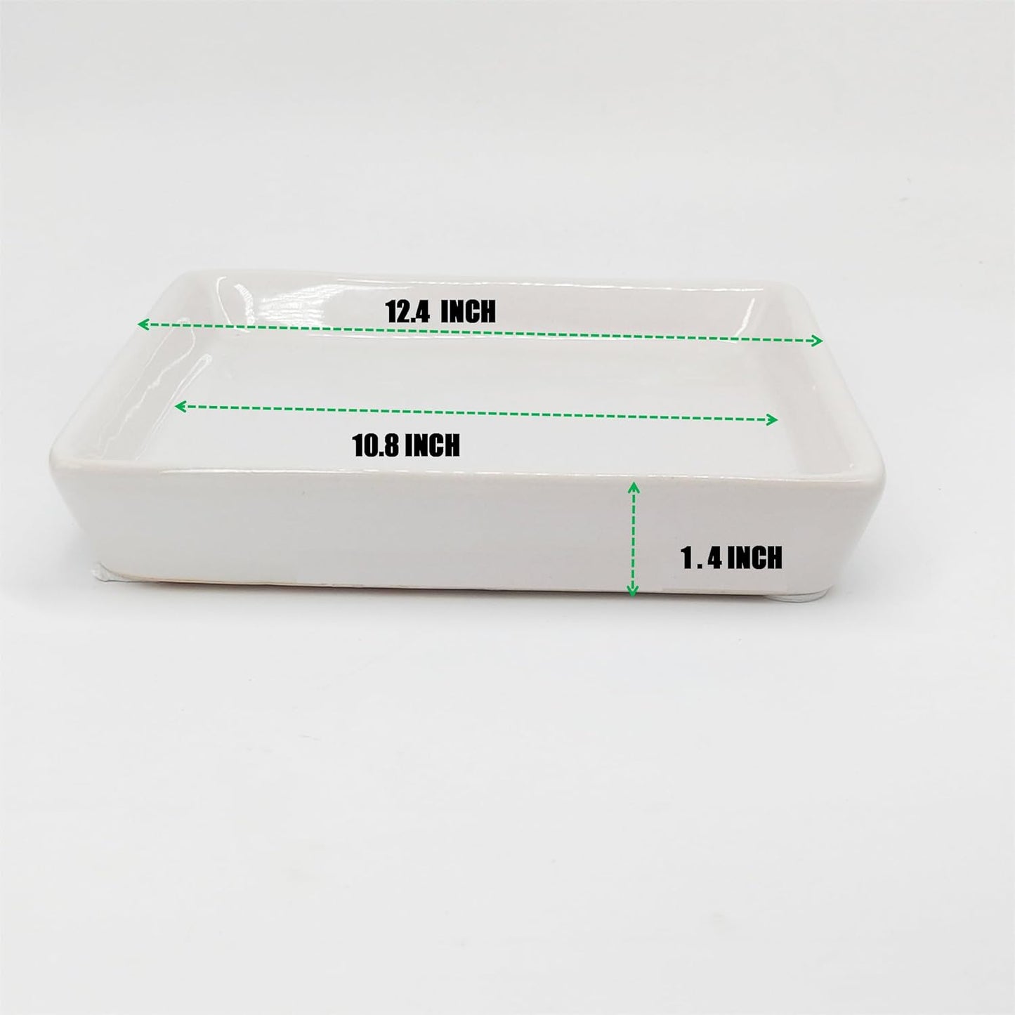 Square Plant Saucer 12 Inch 1 Pack，Plant Trays for Pots, White Ceramic Plant Saucers for Indoors Outdoors, Plant Drip Tray 4 6 8 10 12 14 Inch