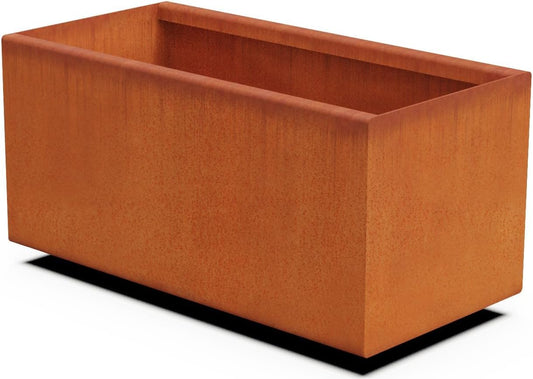 Corten Steel Planter Box – 24-Inch Rectangular Metal Planter for Herbs & Patios | Heavy Duty, Modern Rustic Design | Made in USA, Fully Assembled