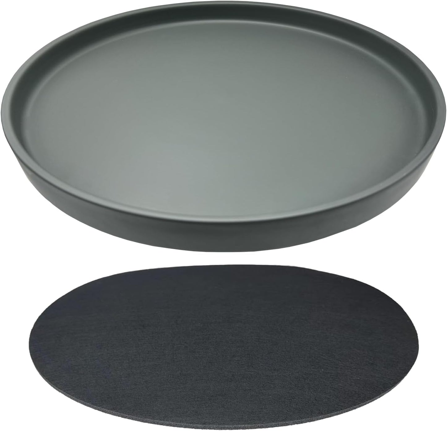 Ceramic Plant Saucer Pot Tray 12 Inch, Planter Saucers 4 5 6 7 8 9 10 11 12 13 Inch for Indoors Outdoor, Durable Sturdy Flower Drainage drip Water Tray for Glazed Pots Base (12.7 Inch-Grey)