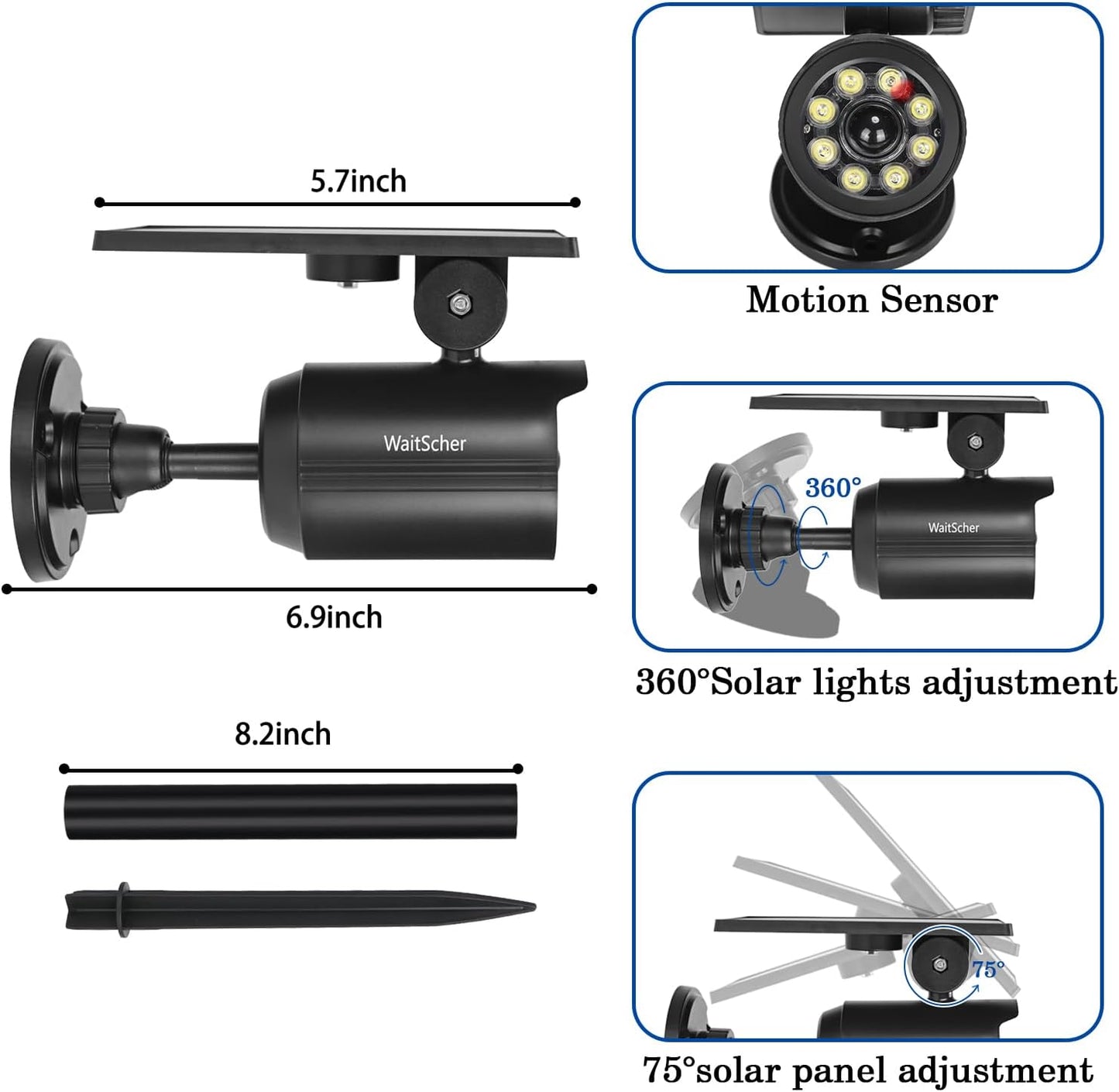 Solar Lights Outdoor Motion Sensor Flood Lights IP67 Waterproof 3600mAh Security Light for Front Door,Garage, Driveway, Yard, Deck(2pack)
