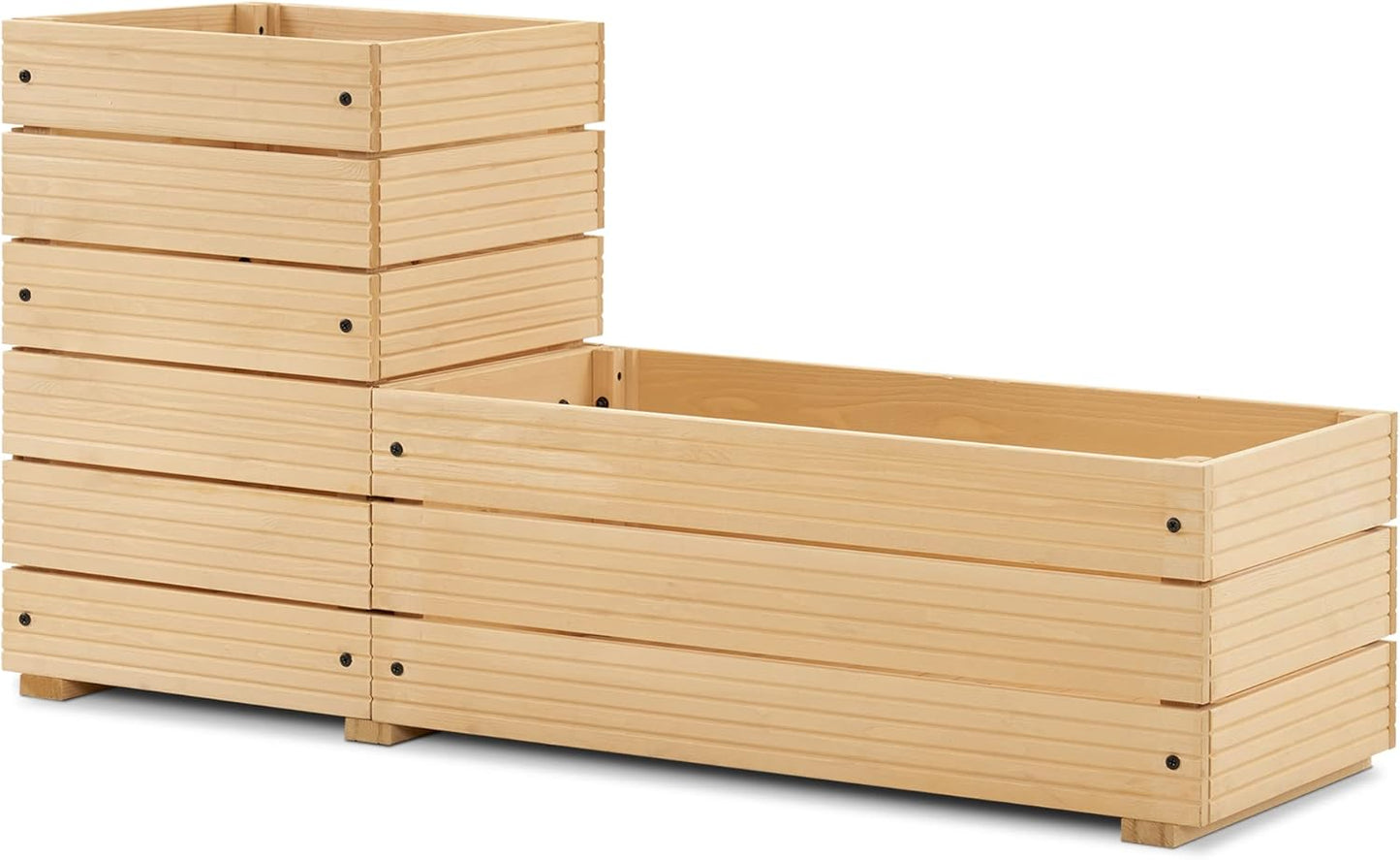 MCombo L Shape Wooden Raised Garden Bed, Outdoor Planter Box Elevated Garden Bed for Vegetables, Herb and Flowers, 0213