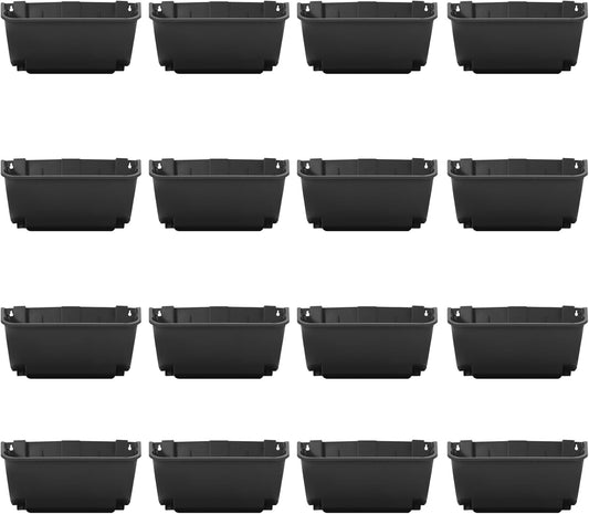 Vertical Wall Planter, Wall-Mounted Living Garden Planter with 16 Plastic Pots Stackable Wall Hanging Flower Pot Clasp Design for Vegetables Flowers (Black 16)