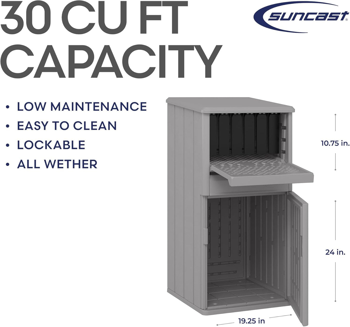 Suncast 33.5-Gallon Capacity Package Delivery Box, Parcel Drop Box with Lock, Weather Resistant Outdoor Storage Solution for Secure Package Deliveries, Made in USA