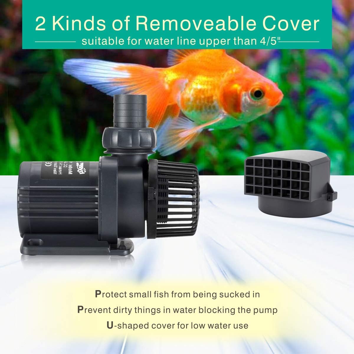 Hygger 2120GPH Quiet Submersible and External 24V Water Pump, with Controller (30%-100% Settings), Powerful Return Pump for Fish Tanks, Aquariums, Ponds, Fountains, Sump, Hydroponics (65W, 18ft)