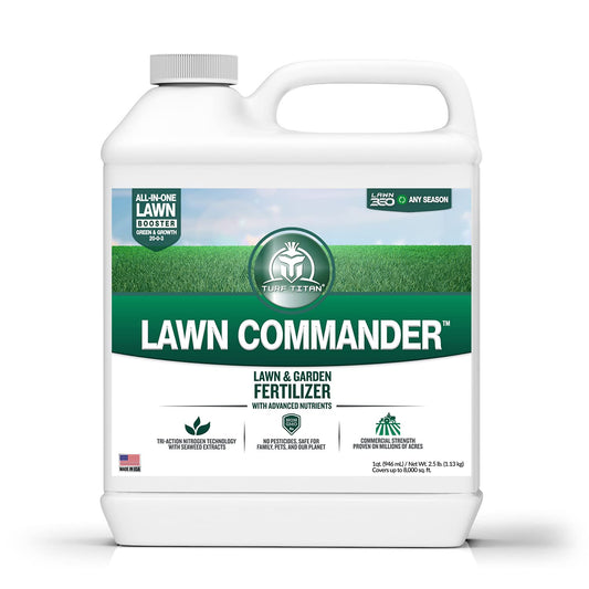Turf Titan Lawn Commander – All-in-One Lawn Booster and Fertilizer (32 oz) – Peak Growth & Green Grass for All Seasons – Tri-Action Nitrogen Tech Fertilizer Concentrate – Covers up to 8,000 Sq Ft