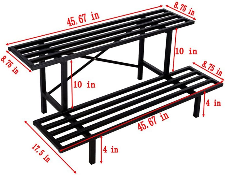 Zhongma 2 Tier Sturdy Metal Plant Stand Heavy Duty Plant Holder for Home Indoor and Outdoor,L45.67 x W17.5 x H14 inch, 440 LBS Capacity & Heavy Duty Construction …