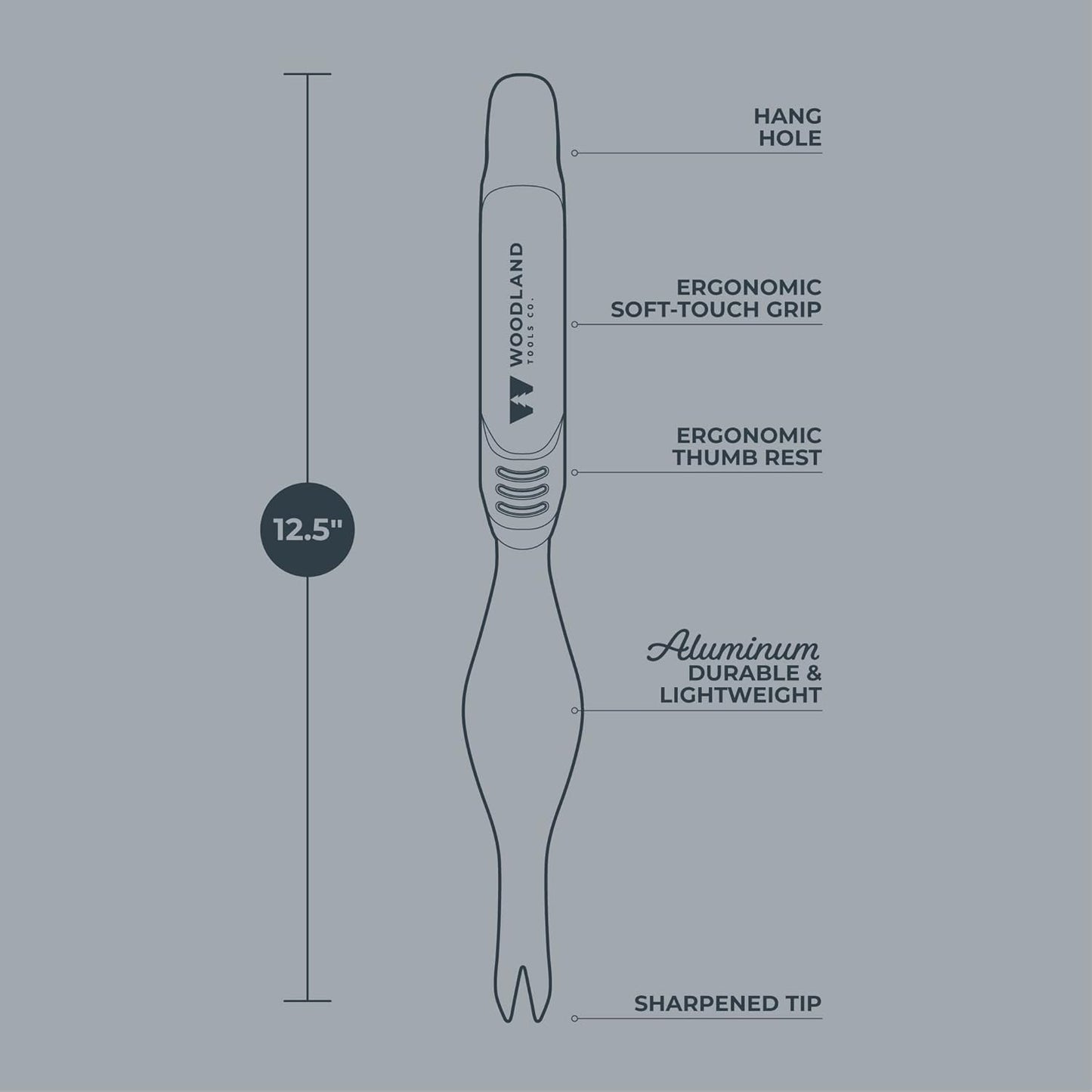 Woodland Tools Heavy Duty Garden Weeder – Manual Weed Puller Tool with Anodized Aluminum Blade & Ergonomic Grip – Root Remover for Dandelions, Thistles, & Taproots – Lawn & Flower Bed Weeding Tool