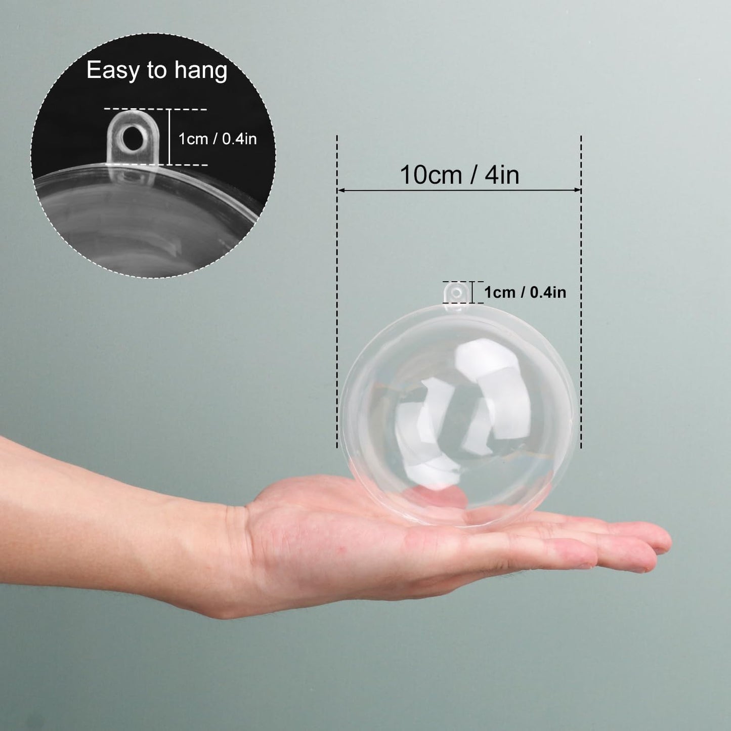 40 Pcs 4 Inch Clear Acrylic Fillable Balls, Christmas DIY Fillable Ornaments Balls, Acrylic Ornaments Ball for Christmas, Holidays, Weddings, Parties, and Home Decor