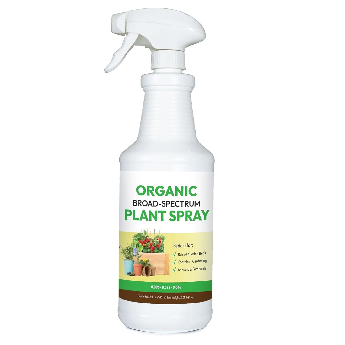 Organic Broad Spectrum Plant Spray - Liquid Plant Food in a Spray Bottle (Foliar Fertilizer) | Use on All Outdoor Plants Including: Vegetables, Herbs & Flowers | No Mixing Required (32oz)