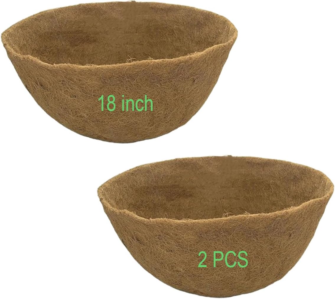 Coco Liners for Planters Round Basket Shaped Coconut Fiber Replacement Liners (2, 18 Inch)