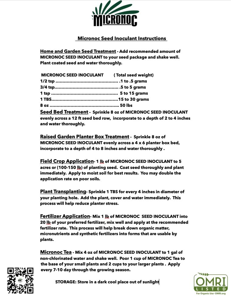 Seed Inoculant - Organic Fertilizer for Soil Health and Strong Germination - Beneficial Microbial Seed Inoculant (8oz)