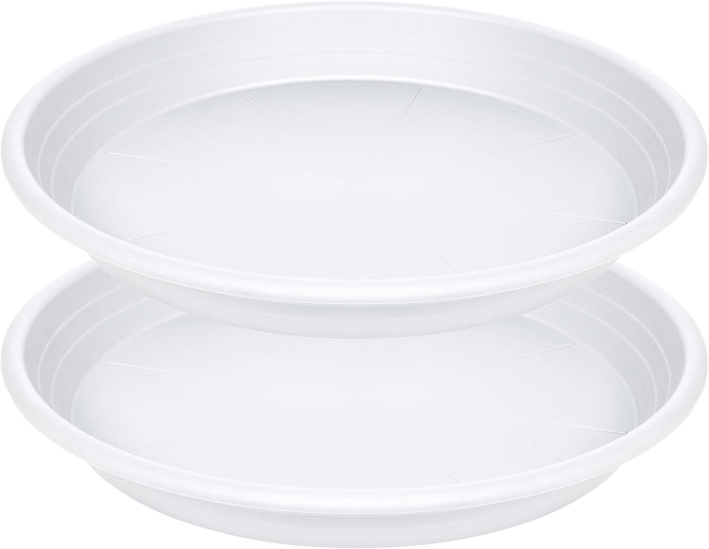 2 Pack of 16 inch Plant Saucer, Large Plant Tray, Heavy Sturdy Plant Drainage Tray for Indoors, Bird Bath Bowls, Sturdy Plastic Pot Tray for Planter (White)