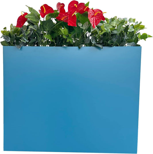 38" L x 13" W x 30" H Metal Tall Rectangular Planter - Large Planter Box for Outdoor Patio/Porch Modern Design for Plants, Flowers, Garden,Spliced Flower Pot (Navy)
