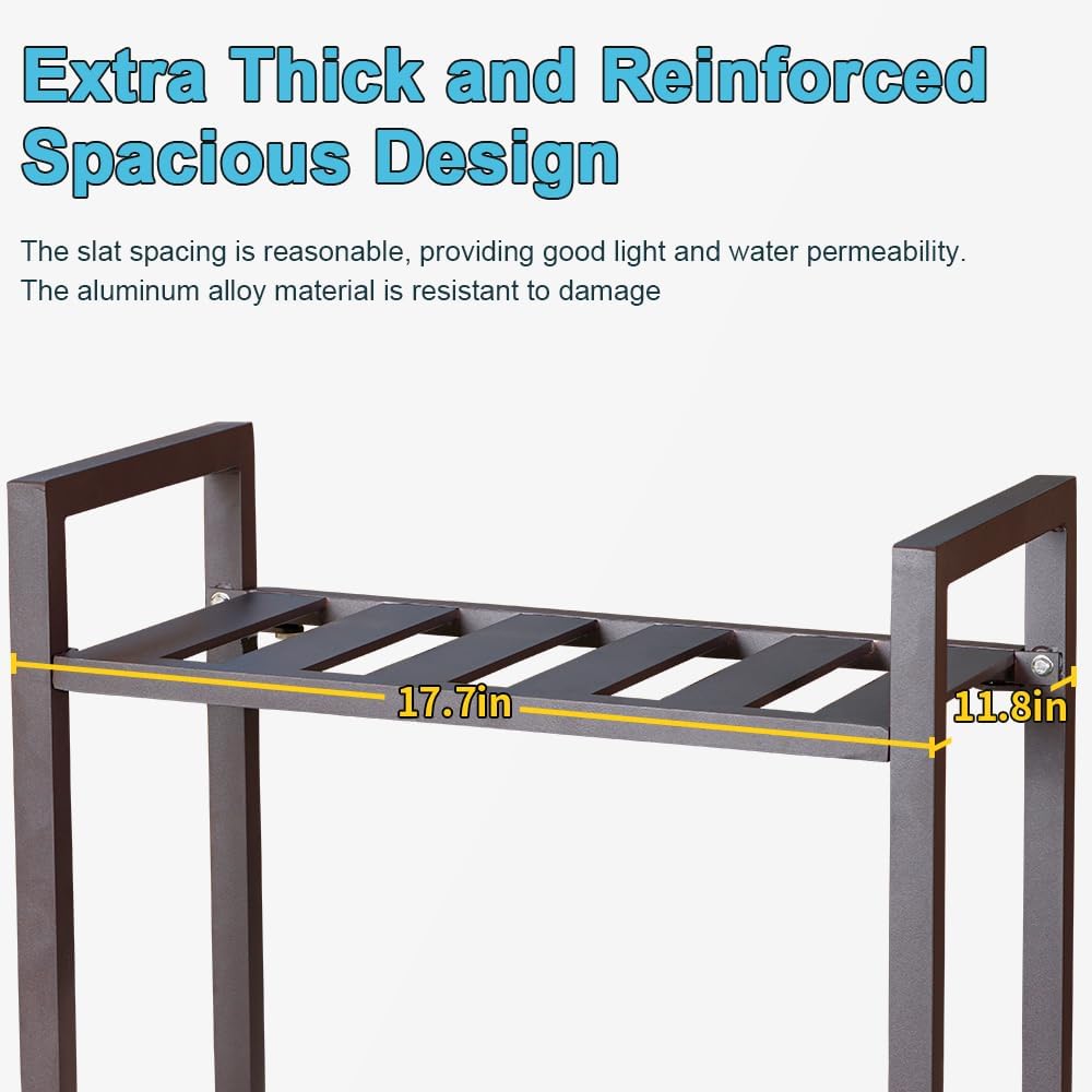 Plant Stand for Versatile Decor - Indoor/Outdoor Aluminum Stand with 300 LBS Strength, Sized L17.7 x W11.8 x H38.5 inch - Perfect for Patios, Gardens, Living Rooms