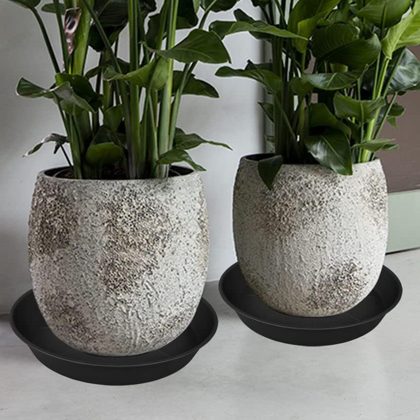 3 Pack of 25 26 inch Plant Saucer (22.7 Inch Base), 4.2" Depth, Large Deep Heavy Duty Plastic Flower Planter Water Trays for Indoors Outdoor, Plant Potted Bowl, Plant Drip Trays (26", Black)