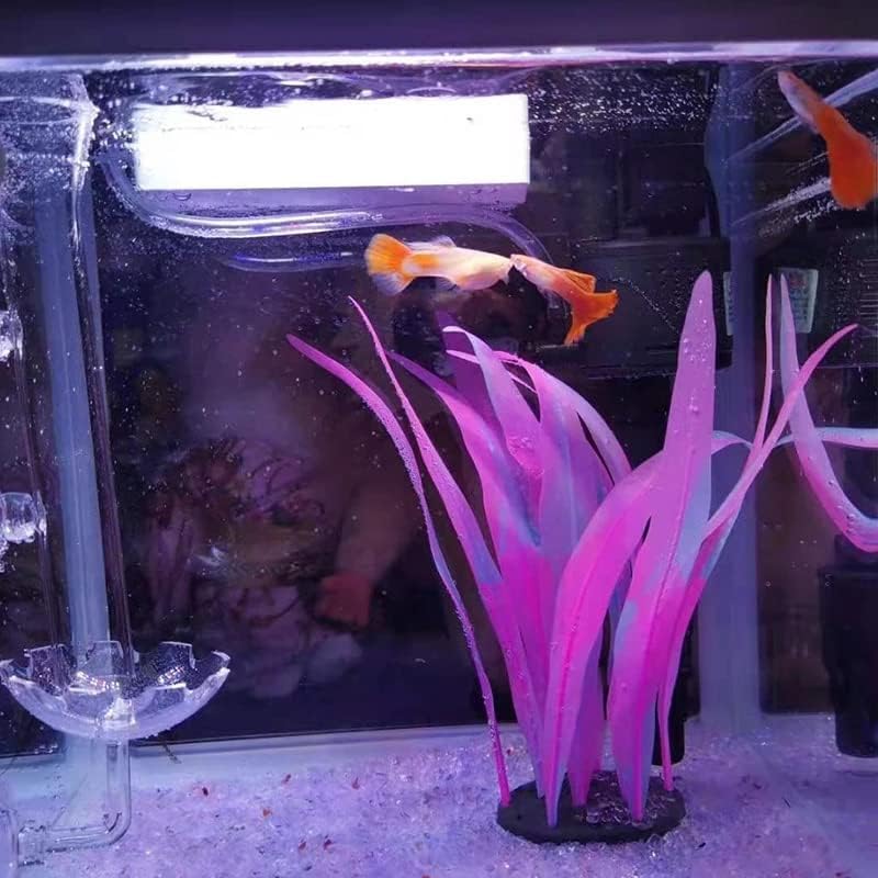 1Pcs Aquarium Decoration Pink Plants Simulation Artificial Water Grass Plastic Fish Tank Decor Plant Soft Silicone Glowing Kelp Ornament Aquarium Accessories,Pink,7.08in