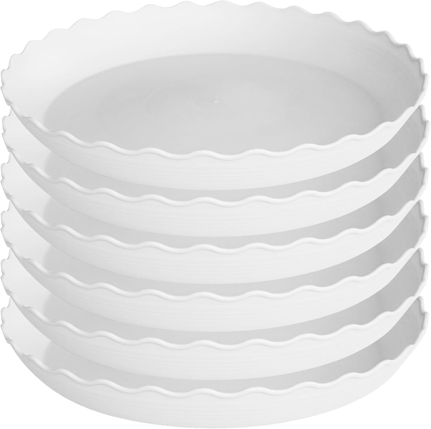 6 Pack Plant Saucer 10 inch, Heavy Duty Plastic Plant Saucers, Durable Plant Tray for Pots, Flower Saucers for Indoors, Plant Pot Saucers, Trays for Planter (White)