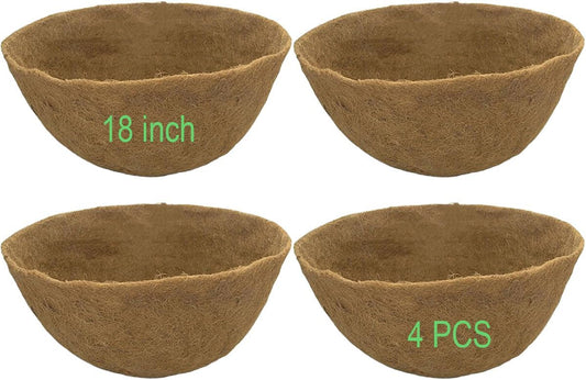 Coco Liners for Planters Round Basket Shaped Coconut Fiber Replacement Liners (4, 18 Inch)