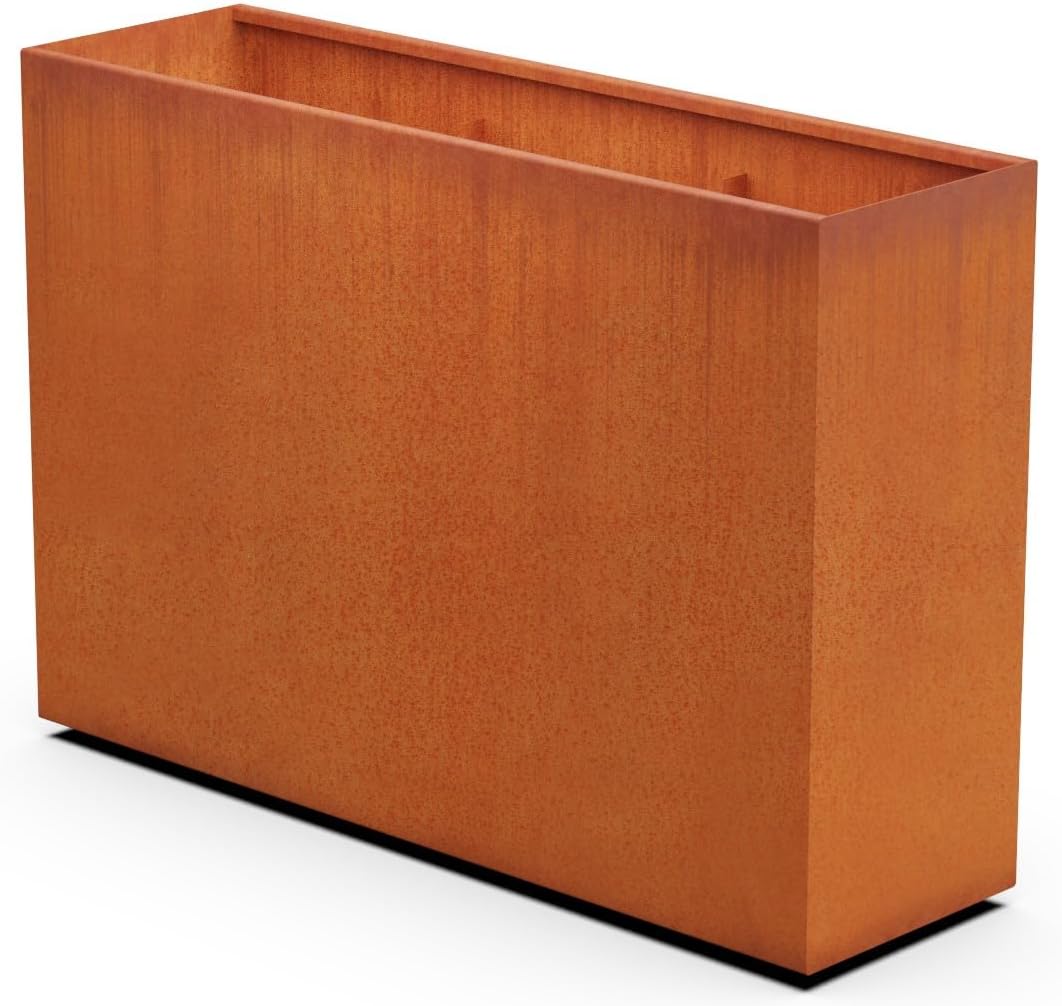 Corten Steel Planter Rectangle Outdoor Metal Garden Box Heavy Duty | Made in USA | Fully Assembled