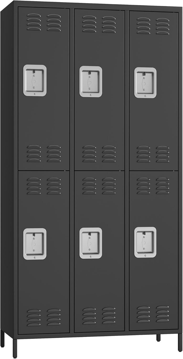 6 Doors Employee Lockers for Office, Metal Sorage Locker Combination, Lockable Employees Metal Locker With Door, Industrial Storage Lockers for Home, School, Gym