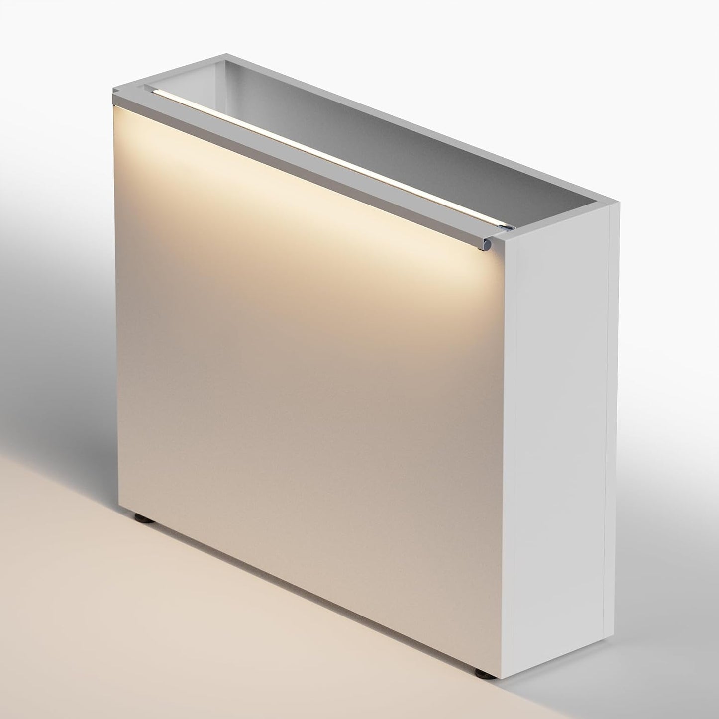 GSK White LED Metal Planter Boxes Magnetic LED Lighting Strips × 2 Galvanized Extra Large Tall Raised Garden Bed Trough Durable Indoor Outdoor Flower Divider Shelf Versatile Plant Stand Space Divider