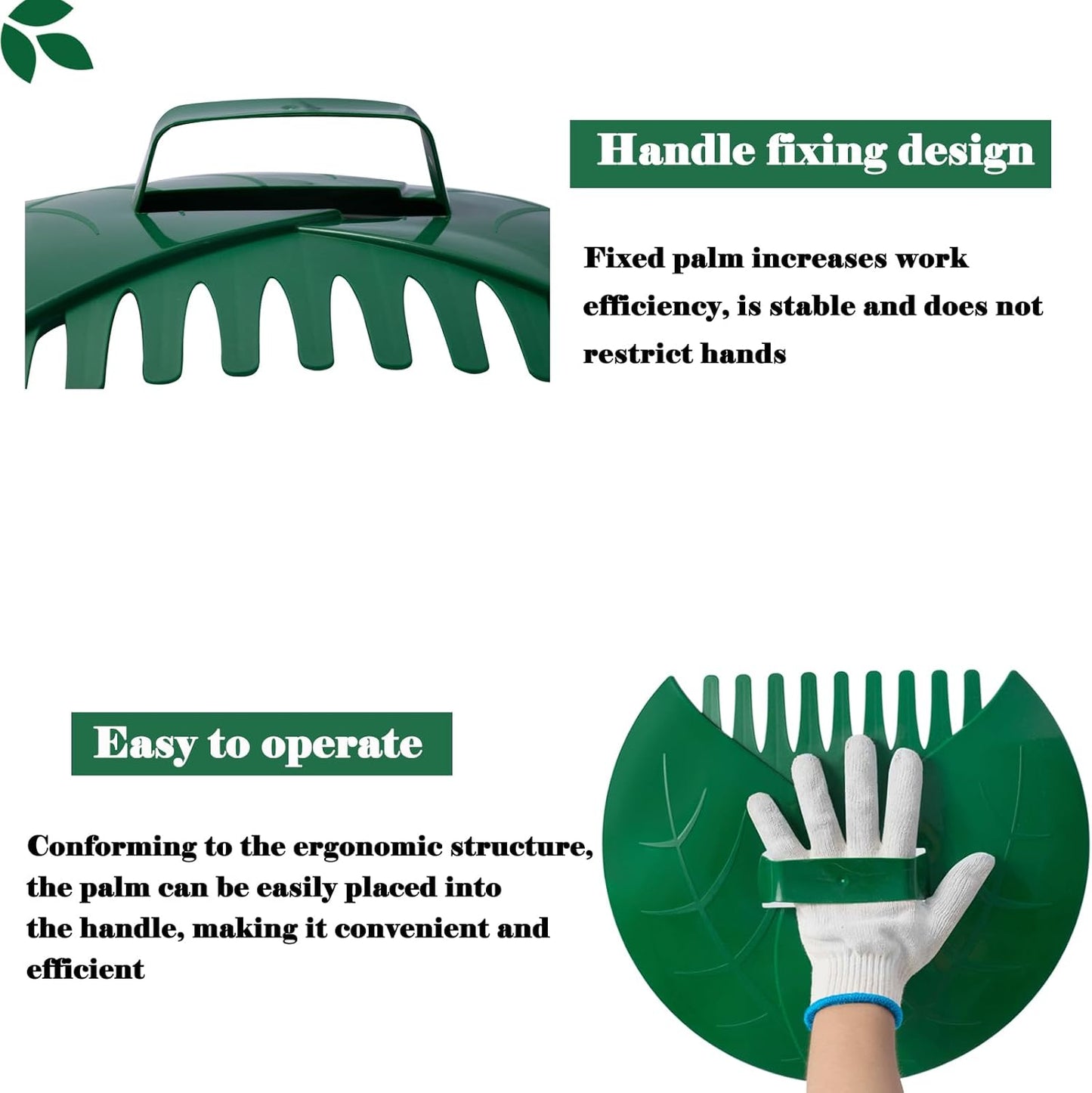 Eastrans 2set Leaf Scoops and Hand Rakes,Leaf Claws for Picking up Leaves,Grass Clippings and Lawn Debris,Dark Green,4pcs