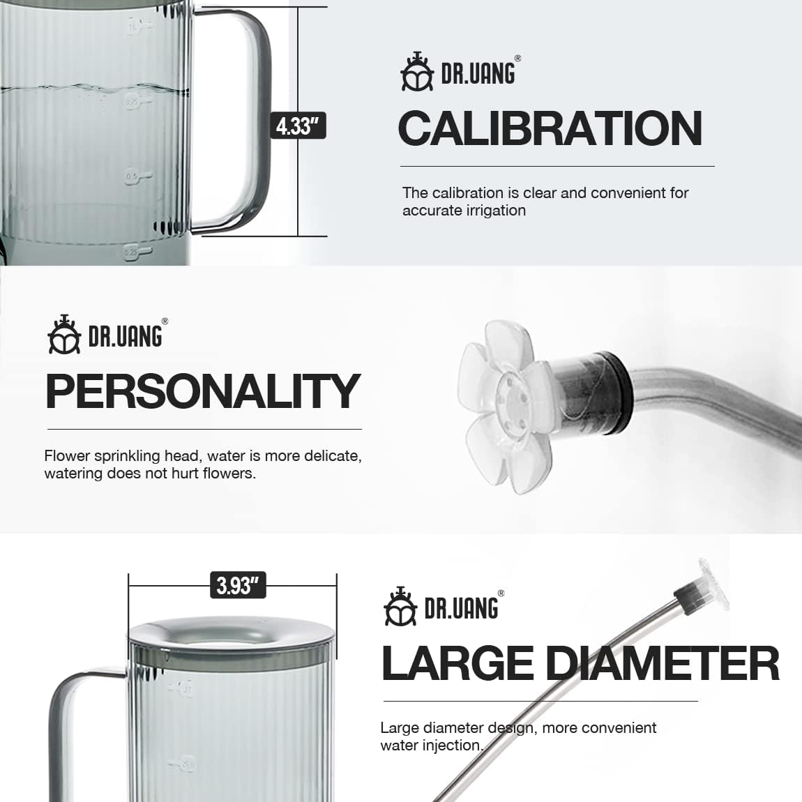 Small Watering Can Indoor Plants with Long Spout (1L, Gray)