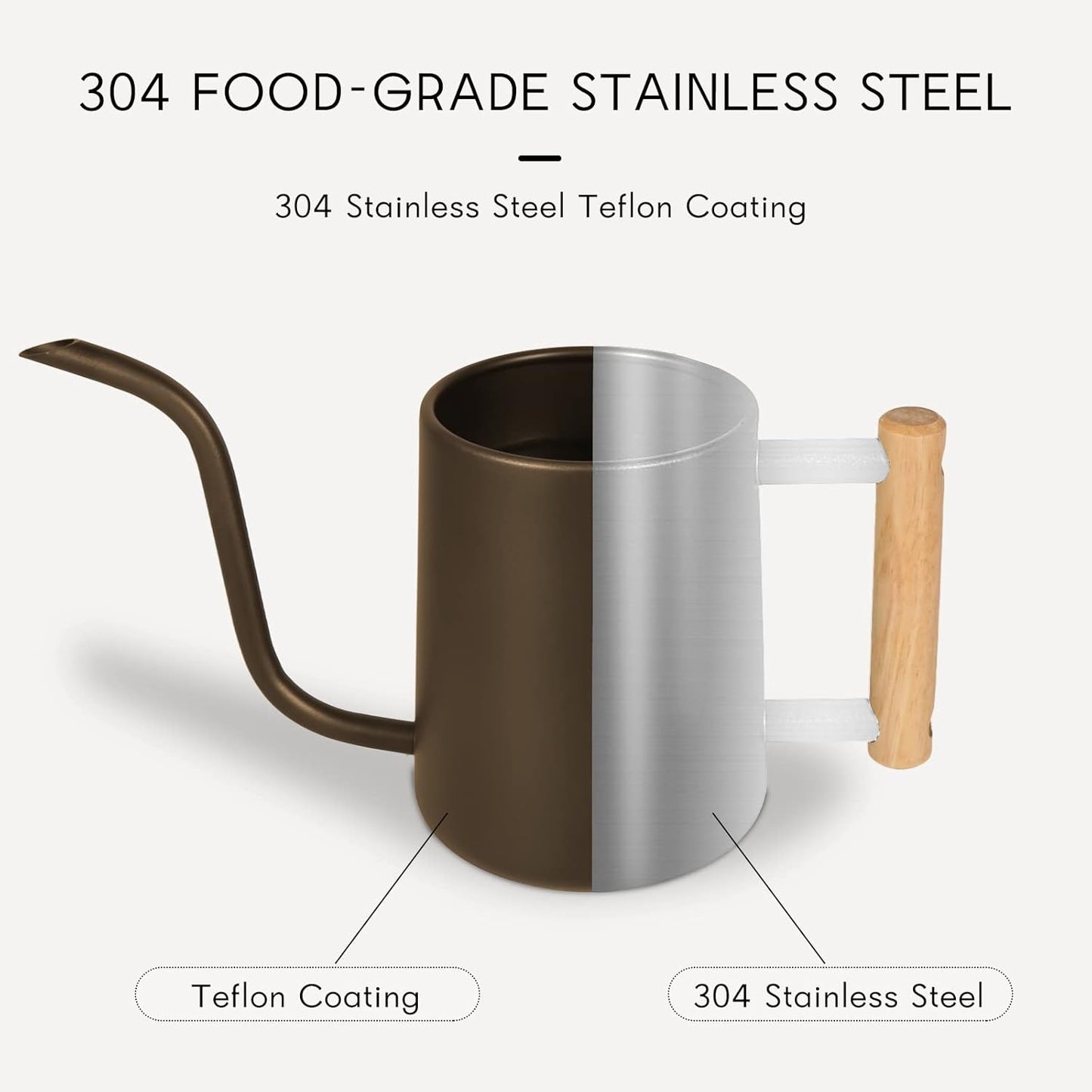 Watering Can for Indoor Plants, 35 oz/1000 ml Metal Stainless Steel Pot with Long Spout for House Plants Bonsai Outdoor Garden Flower Decorative (Black)