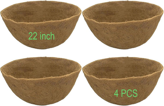 4 PCS 22" x 14" Coco Liners for Planters Round Basket Shaped Coconut Fiber Replacement Liners