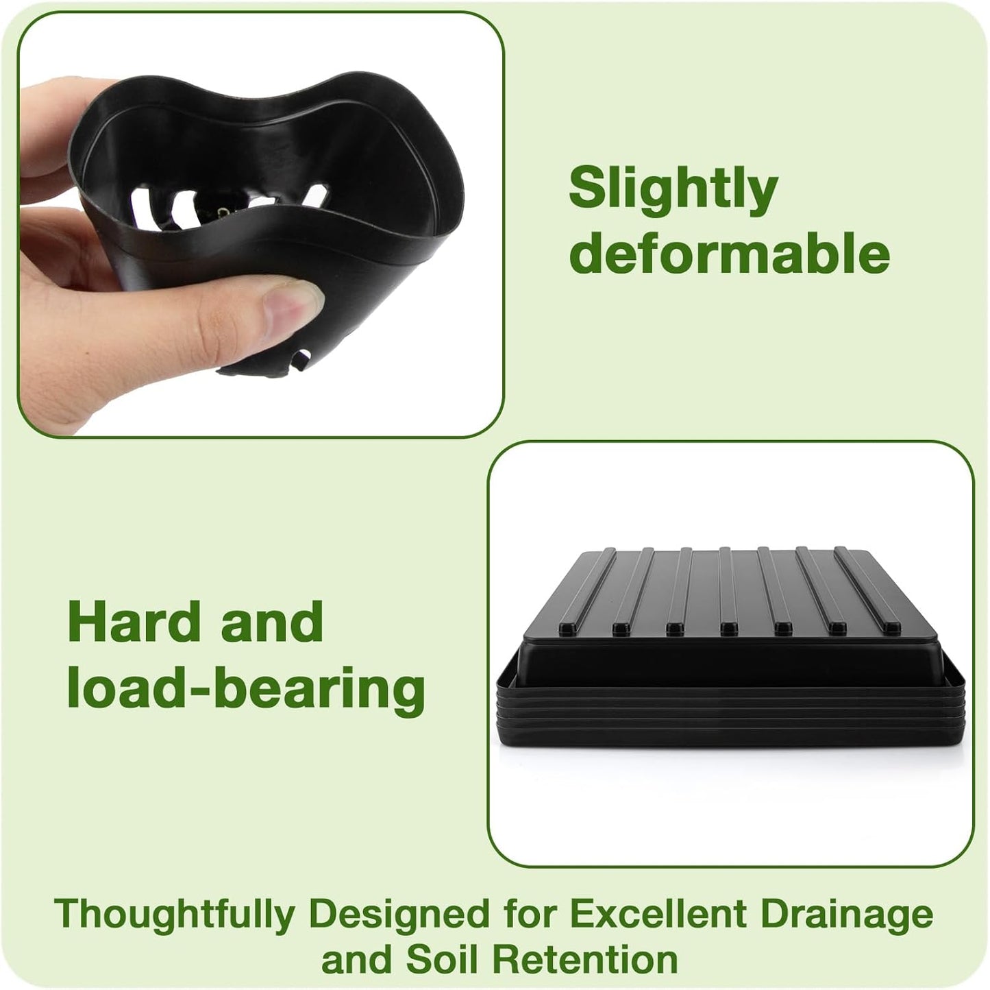 80Pcs 2.5inch Square Nursery Pots with 5Pcs Seed Starting Trays, Seed Starter Tray Kit, Seeds Starting Germination, Seeding Pots with Drain Holes, Small Plant Nursery Propagation