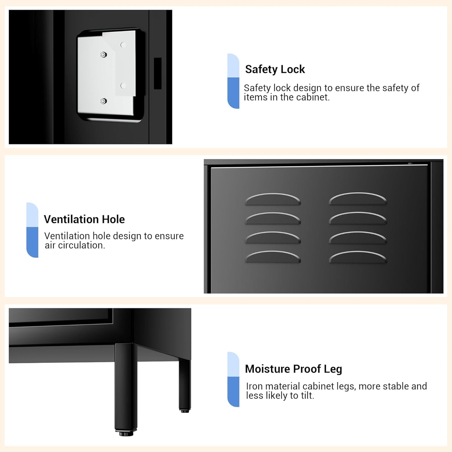 GAOMON Metal Lockers, 6-Door Metal Storage Cabinets Locker, Secure Storage Solution, Perfect for Offices, Gyms, Schools & Homes, Organizes Personal and Work Belongings Easily