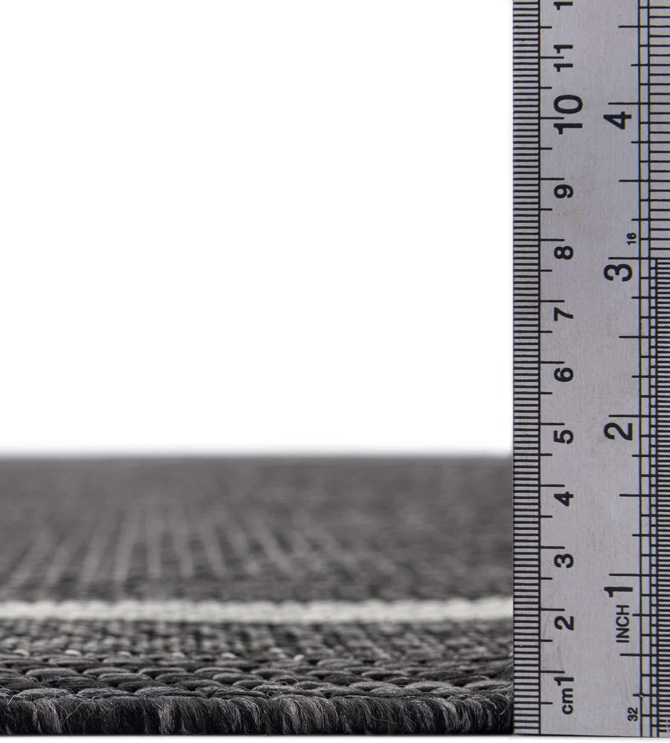 Unique Loom Outdoor Border Collection Area Rug - Soft Border (5' 3" x 7' 1" Rectangle Black/Ivory)