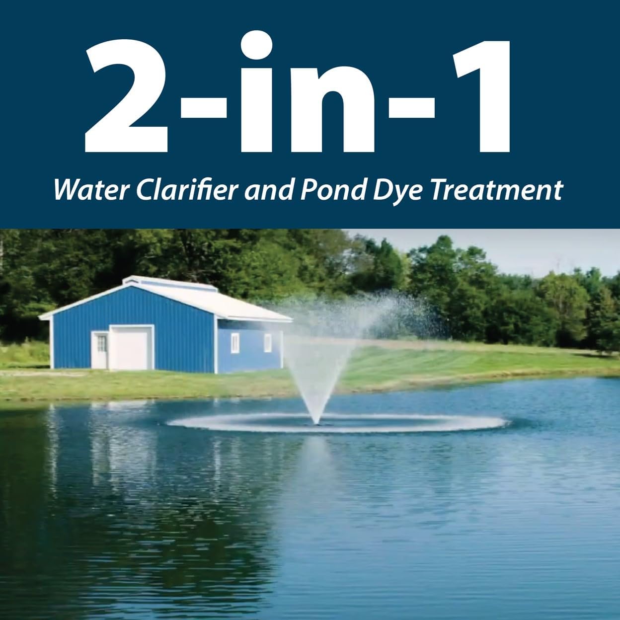 Airmax Pond Dye Plus, Twilight Blue Colorant & Natural Beneficial Bacteria, Large Pond & Lake Water Clarifier & Color Treatment, Shade Plants & Algae from Sunlight, Fish & Livestock Safe, 1 Gallon