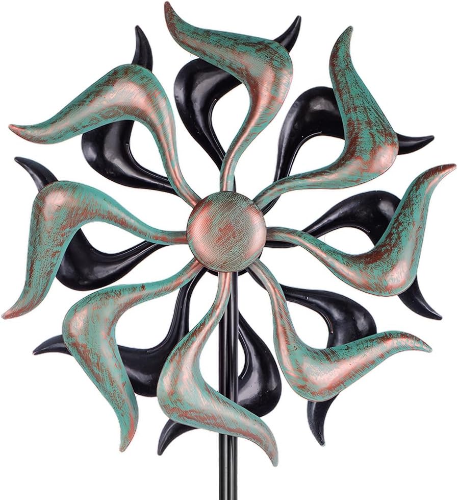 Stargarden Wind Spinners Outdoor, Metal Wind Spinner, Kinetic Wind Sculptures & Spinners, Decorative Pinwheels Double Windmill for Yard, Garden Decor-51 * 11.8 Inch