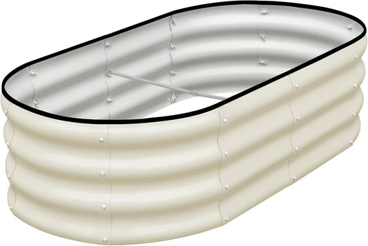 SnugNiture Galvanized Raised Garden Bed, 4x2x1ft Oval Metal Planter Box for Planting Outdoor Plants Vegetables