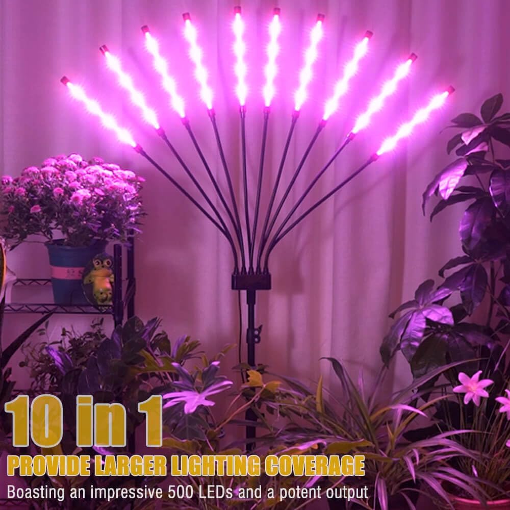 LED Grow Lights for Indoor Plants, [ 10 in1 ] Full Spectrum Grow Light with Tripod Stand, Auto On/Off Timing 4/8/12H, Plant Lights for Indoor Growing. (Mix Spectrum)
