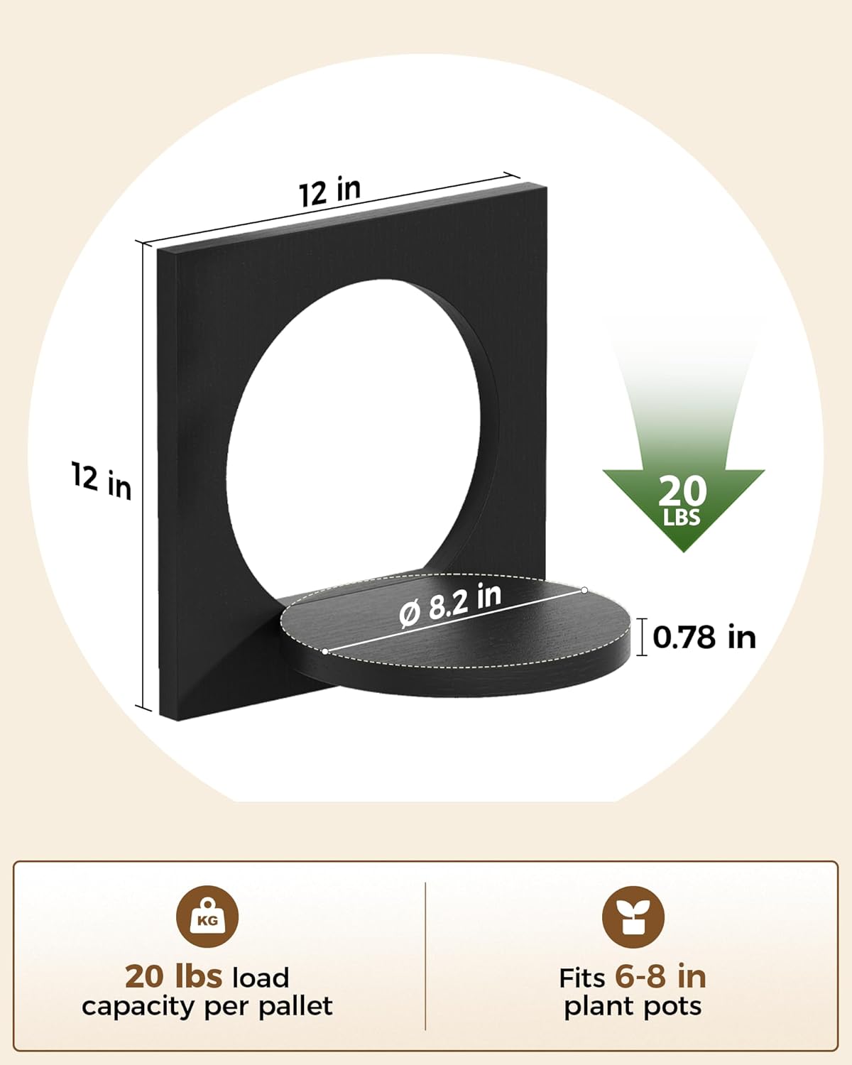 Bamworld Wall Plant Hanger Plant Wall Decor Hanging Wall Planter for Air Plants Succulents Window Plant Shelves Wood Plant Stand for Home, Hallway, Bedroom (Set of 2)