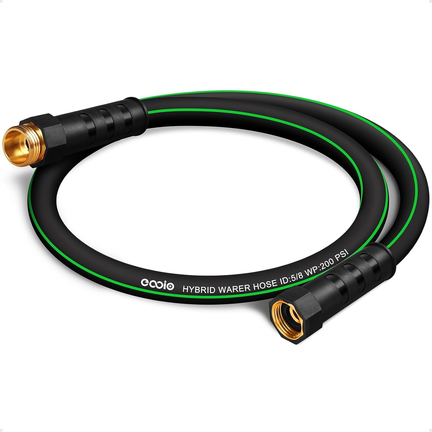 Heavy Duty Garden Hose 3ft, NON-EXPANDABLE Flexible Water Hose, Kink Resistant Lightweight Hybrid Hose, Leakproof Hose Male to Female Fittings