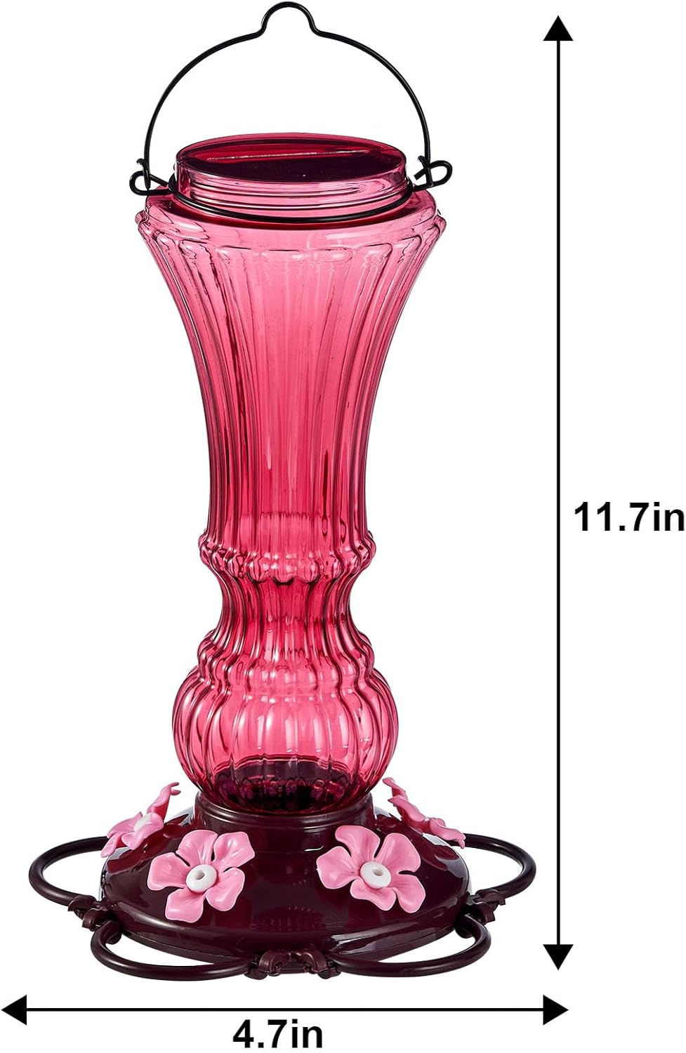 Hummingbird Feeder for Outdoors Plastic Humming Bird Nectar Feeders with 5 Flower Feeding Ports Hanging for Garden Decor, 20 oz (2 Pack