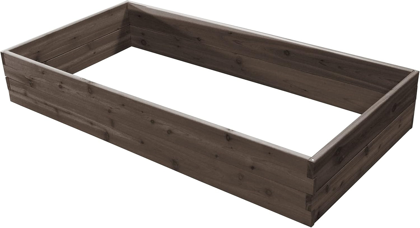 Red Cedar Wood Raised Vegetable Garden Bed - Amish Made in USA (11" Double Raised Bed, Gray Stain)